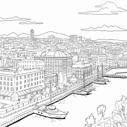 ville de marseille en france caricature