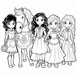 beautiful princesses with brave knights or dragons or unicorns or witches