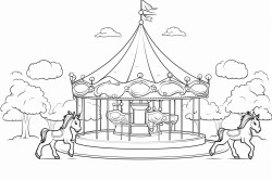 country fair merry go round children ice cream animals
