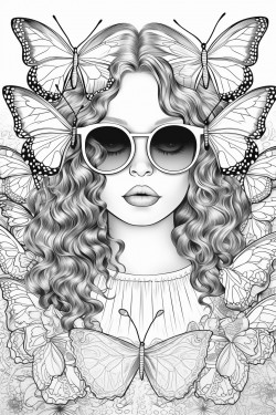 woman with butterfly sunglasses