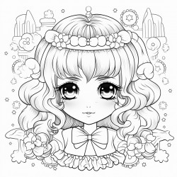 digistamp de nia para colorear estilo kawaii comiendo sanda
