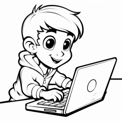 dibuja a un chico mirando a su laptop