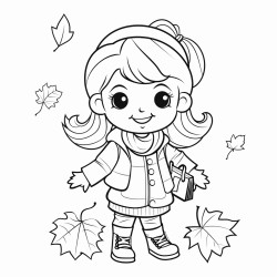 autumn coloring page for kids
