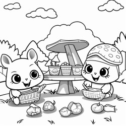 mushroom pets at a picnic