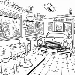 rave inc workshop as a 50s drive in diner