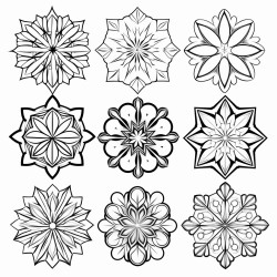 an intricate collection of unique snowflake designs each with detailed patterns