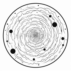 a simple spiral galaxy that a kid could colour in with stars and nebulosity