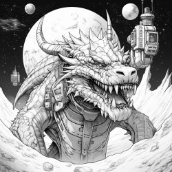 dragon and spaceship