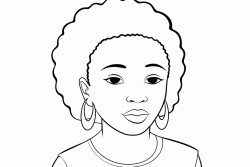 a simple black  white line art color by number oloring page illustration of an black girl smoling
