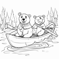 beaver moose bear in a boat