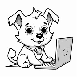 dog using a computer