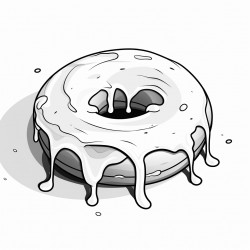 coloring page of a delicious donut with cream drips