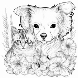 cat playing with dog