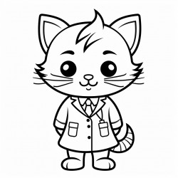 a cat in a doctor suit easy for kids and good lines very simple lines