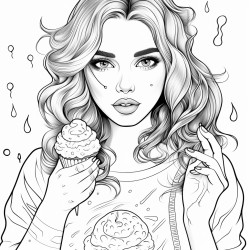 a cute girl eating ice cream
