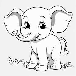 cartoon elephant outline for coloring page
