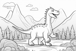 dinos in einer landschaft