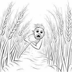 scared wheat ear running