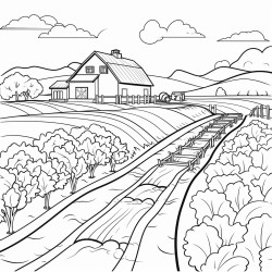 farm with irrigation and a river