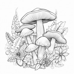 mushrooms and flowers