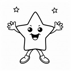 simple line drawing of a character with arms raised stars around them