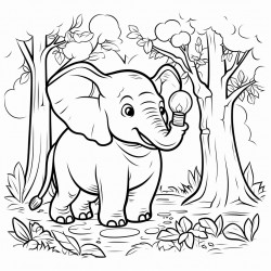 elephant in the forest with light bulbs