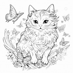 flying cat between birds