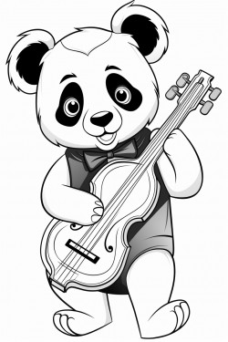 panda playing music instruments