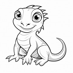 cute and simple iguana with bold lines
