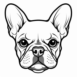 portrait of a french bulldog face with tongue showing black patches on its eyes