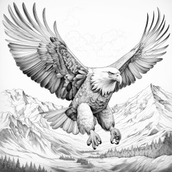 draw an angry eagle with both wing wider and leg should be seen in the image with wide spread wings