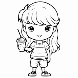 a girl holding a milkshake