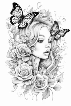 roses and buterflies
