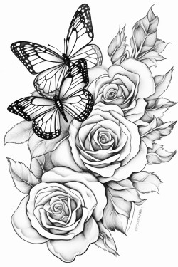roses and buterflies