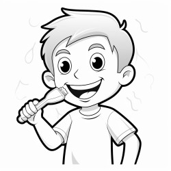 a 35 year old kid brushing his teeth and he is having smile on his face