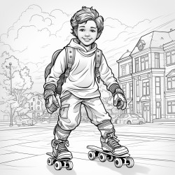 front of skating rink boy with inline skates