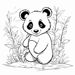 le panda deguis en clown mange du bambou