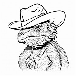 bearded dragon with a cowboy hat