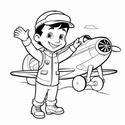 kid pointing his finger at an airplane