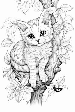 una gata subida en un rbol