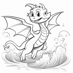 dragon flying over ocean