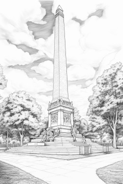 realistic coloring page of the monument to the forefathers that is in plymouth massachussets