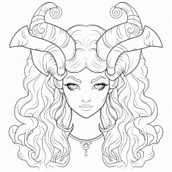 young goddess with horns