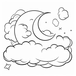 cresent moon and clouds