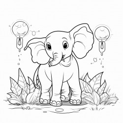 elephant in the forest with light bulbs