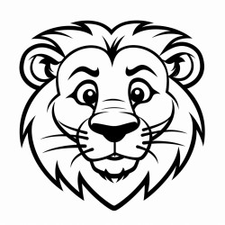 retro cartoon picture of a closeup face of a lion