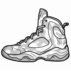 a basketball shoe with a camouflage pattern and outdoorinspired elements