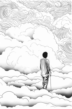 person on a hilltop breathing deeply with swirls of clean air and a fading puff of smoke in the background