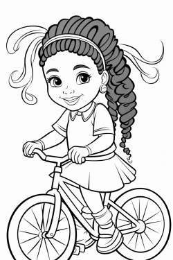 a little black girl with braids in her hair riding a bike