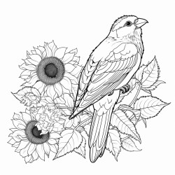 great sunflower with birds